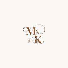 bold and hairline monogram wedding monogram logo initial MK elegant curve organic letter