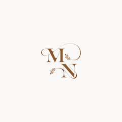 bold and hairline monogram wedding monogram logo initial MN elegant curve organic letter