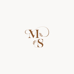 bold and hairline monogram wedding monogram logo initial MS elegant curve organic letter