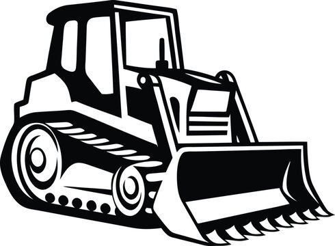 black and white bulldozer construction vehicle clip art preview