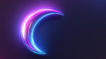 Neon Crescent Moon Abstract Art Design