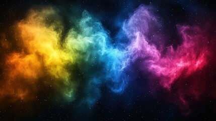Colorful Nebula Cosmic cloud of rainbow dust in starfield backdrop for creative use