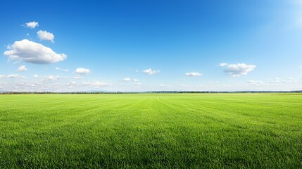 Obraz premium Vibrant Green Field Under a Sunny Blue Sky