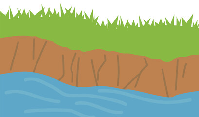 断崖と川の背景イラスト素材