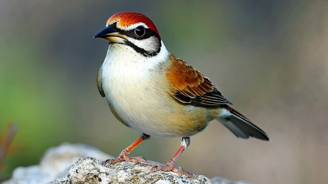Colorful bird perched on a rock in a serene natural environment during daylight hours