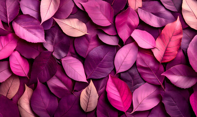 Fototapeta premium Vibrant purple and pink autumn leaves background texture. Perfect for fall designs, websites, and social media.