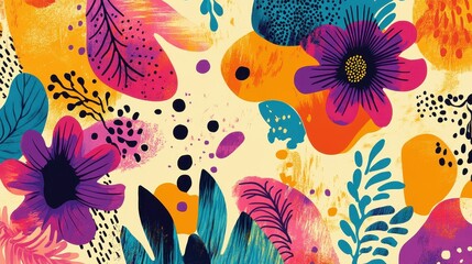 A symphony of organic shapes, crafted by hand and infused with the Memphis style is bold colors and playful spirit. A vibrant tapestry of natural and floral line art, ready to elevate your social