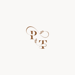 bold and hairline monogram wedding monogram logo initial PT elegant curve organic letter