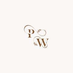 bold and hairline monogram wedding monogram logo initial PW elegant curve organic letter