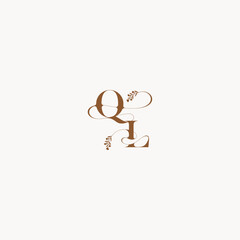 bold and hairline monogram wedding monogram logo initial QL elegant curve organic letter