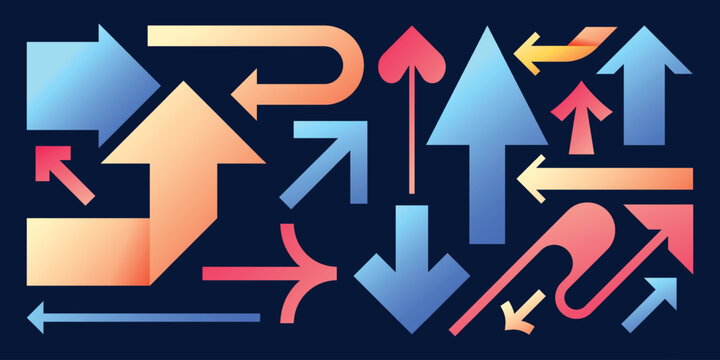 Gradient colorful arrow element collection