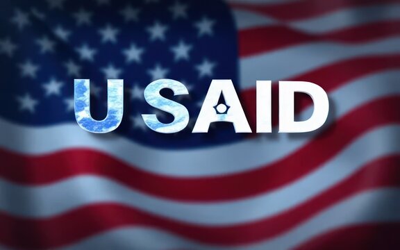 USAID Logo on an American Flag International Aid and Development Support