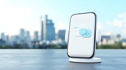 AI-driven chatbot assistance, futuristic customer support, digital conversation bubbles, 3D illustration