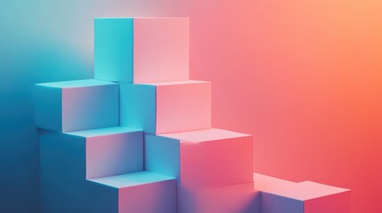 Random movedfading out white cube boxes block background wallpaper banner with copy space