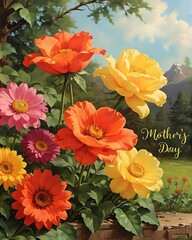 Mother's Day Floral Garden: Orange, Yellow, Pink Flowers