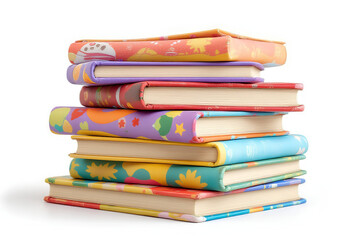 Pile of vibrant and colorful children's books stacked for International Children,s Book Day celebration and promoting early reading habits and literary appreciation among young readers