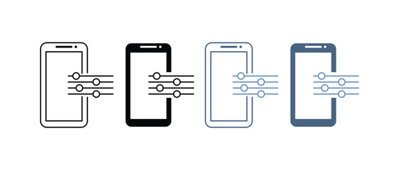 Fix, Maintenance, Smartphone Repair Service Symbol Collection. Control Panel and Settings of Electronic Device. Mobile Phone Settings Line and Silhouette