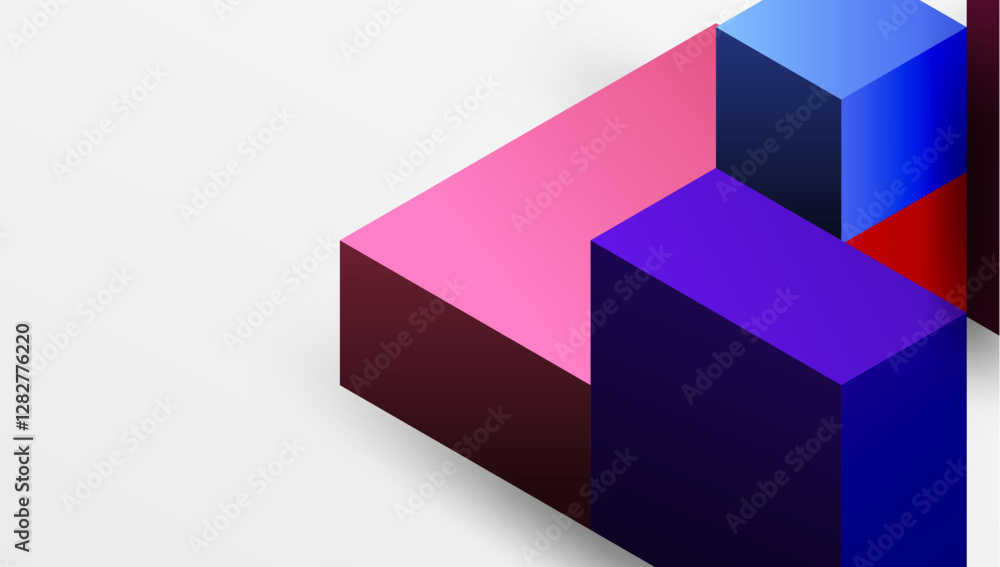 Aufkleber Sleek abstract design featuring isometric 3D blocks in a clean, modern composition. Perfect for tech-inspired themes, with vibrant colors and geometric precision
