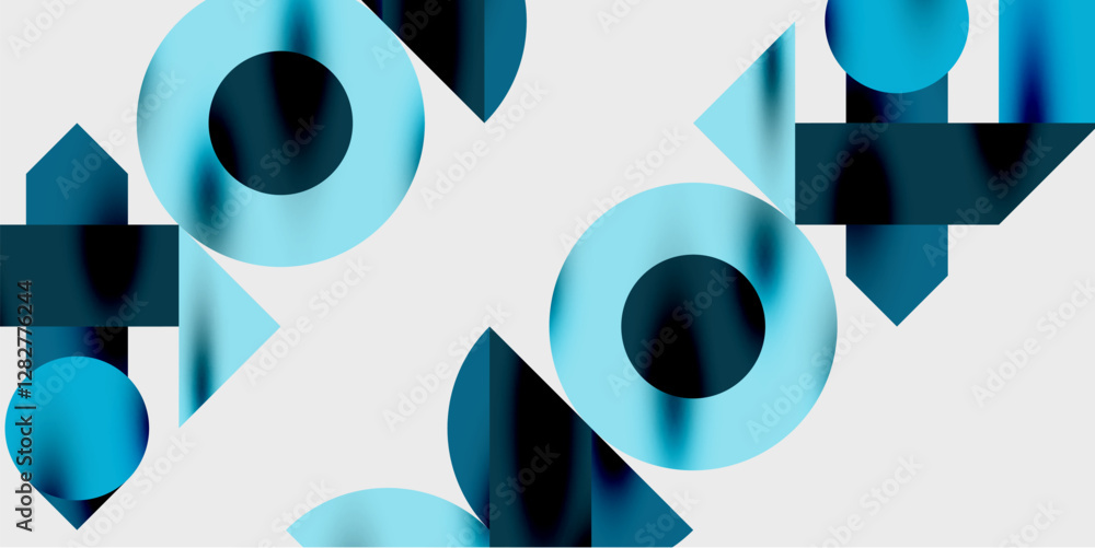 Aufkleber Modern abstract background featuring circles, lines, and triangles in a dynamic geometric composition. Perfect for stylish, tech, or creative-themed designs