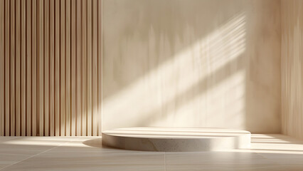 Warm Minimalist Showcase with Natural Wood Accents