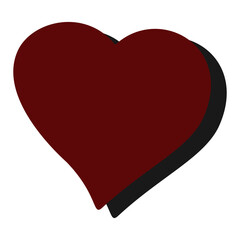 Elegant dark red heart icon with shadow effect, suitable for projects related to love and passion
