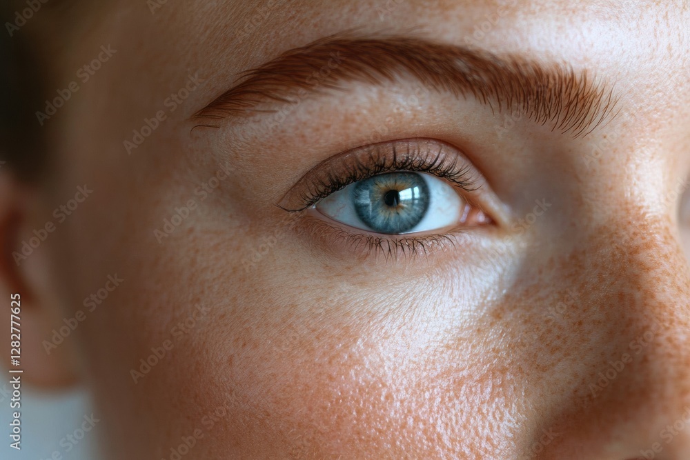 Poster Visual contrast of aging and youth with a close up of a womans face displaying wrinkles and smooth skin. Generative AI