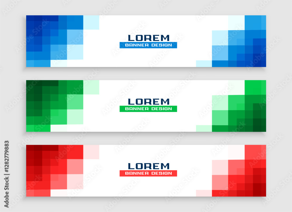 Wall mural modern style wide web business banner template in pack of three