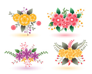 collection of fresh floral element background for interior decor