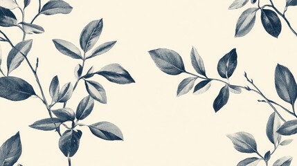 A delicate, hand-drawn illustration showcasing the intricate pattern of leaves and stems, capturing the essence of botanical beauty in a vintage aesthetic. Perfect as a 4K wallpaper or background for