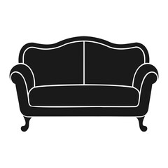 Elegant black and white silhouette of a classic upholstered sofa