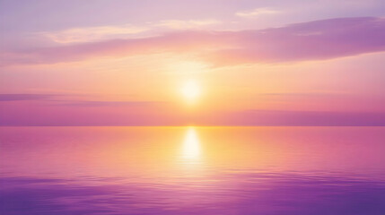 Obraz premium Serene sunset over calm ocean; vibrant pink and orange hues paint the sky and water, creating a peaceful and tranquil scene. Perfect for backgrounds, travel, or meditation themes.