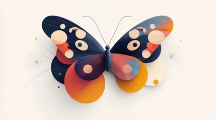 Obraz premium Abstract Colorful Butterfly Illustration with Geometric Shapes and Soft Background
