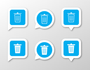 Trash bin icon set. 3 delete symbol concepts