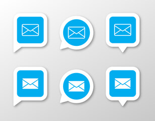 Email icon set. 3 message symbol concepts