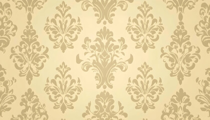 Fototapeta premium Elegant Damask Pattern, Beige and Gold Seamless Texture. Ideal for wallpaper, fabric, or design projects. High-resolution image.
