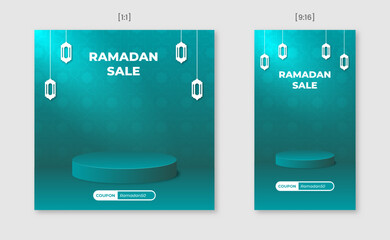 Ramadan sale social media post template. Square and vertical post designs