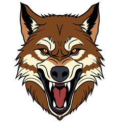 Wild Brown Wolf Head
