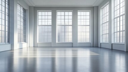 A legislative hall with expansive windows and minimalist decor. Featuring simplicity and sophistication