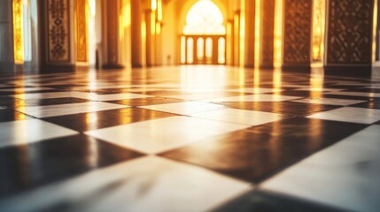 Stunning Serene Floor Design with Reflective Black and White Tiles