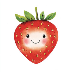 Obraz premium Cute Minimal Isolated Watercolor Strawberry Design for Fresh Fruit Illustrations Perfect for Food Art Print and Creative Projects with a Playful Touch of Nature
