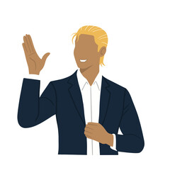 Blonde Man Waving