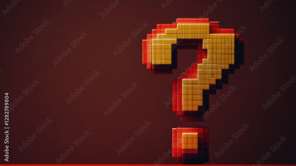 Poster pixelated question mark icon with digital style on dark background