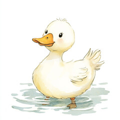 Minimal Isolated Duck Quacking in a Serene Pond Capturing the Essence of Nature's Calmness and Beauty with a Focus on the Tranquil Water and the Playful Bird