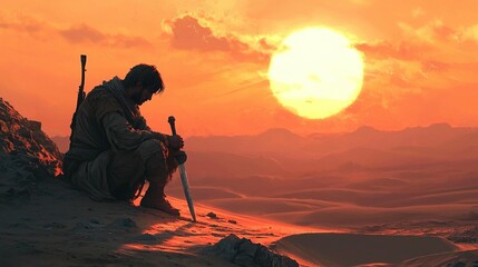 Sunset Warrior: Desert Solitude