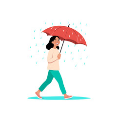 Woman With Umbrella Walking In The Rain © Ramyeon