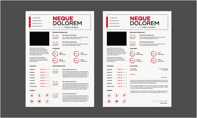 Resume CV. Modern Resume and Cover Letter Layout design template. Minimalist CV resume template for job applications. Vector illustration