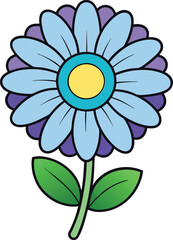 Cineraria flower vector illustration, vibrant colors, detailed botanical design, isolated on white, nature-inspired artwork, perfect for decoration, spring and garden themes.