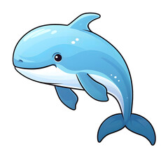 Fototapeta premium Cute little dolphin cartoon, transparent background .PNG (scalable)
