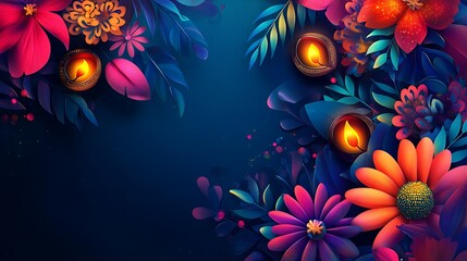 Vibrant Diwali Celebration: Illuminated Floral Design