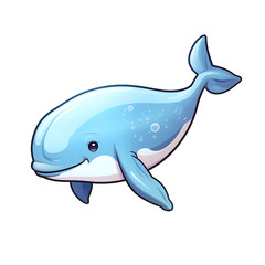 Obraz premium Cute little dolphin cartoon, transparent background .PNG (scalable)